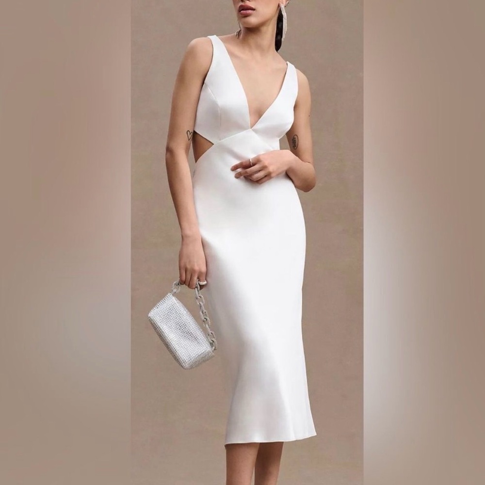 NWT Anthropologie Sachin & Babi Sierra V-Neck Cut Out Satin Midi Knee Length